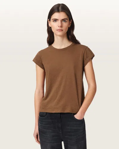 Allsaints Anna Crew Neck Short Sleeve T-shirt In Brown
