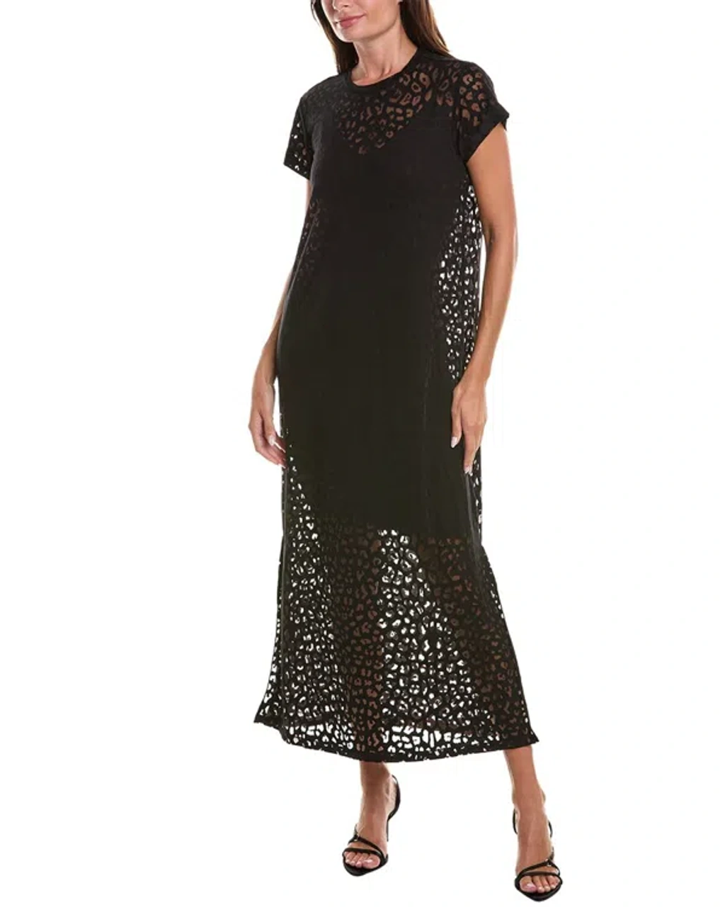 all saints anna maxi dress Anna Crew Neck Short Sleeve Maxi Dress Black