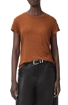 Allsaints Anna Short Sleeve Shimmer T-shirt In Brown
