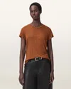 Allsaints Anna Short Sleeve Shimmer T-shirt In Brown