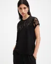 Allsaints Anna Snake Print Devore T-shirt In Black