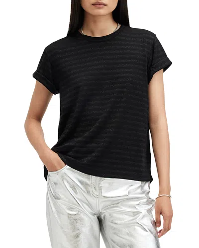 Allsaints Anna Stripe Tee In Black