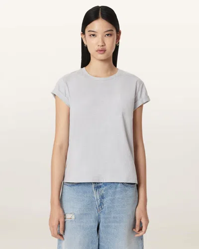 Allsaints Anna Striped Cotton T-shirt In Gray