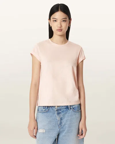 Allsaints Anna Striped Cotton T-shirt In Pink