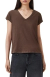 Allsaints Anna V-neck Cotton T-shirt In Brown