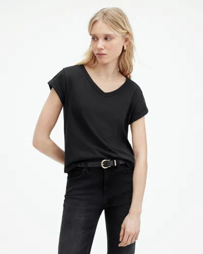 Allsaints Anna V Neck Short Sleeve T-shirt In Black