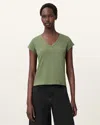 Allsaints Anna V-neck Short Sleeve T-shirt In Grass Green