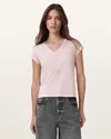 Allsaints Anna V-neck Short Sleeve T-shirt In Mauve Chalk Pink