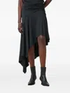 Allsaints Womens Black Annalie Asymmetric-hem Stretch-jersey Midi Skirt In Black