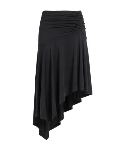 Allsaints Annalie Ruched Asymmetric Skirt In Black