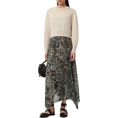 Allsaints Anni Sweater & Maxi Slipdress In Green