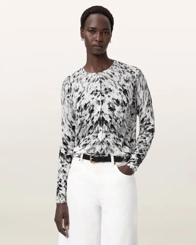 Allsaints Anouk Slim Fit Merino Wool Cardigan In White