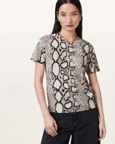 Allsaints Anouk Slim Fit Printed Wool T-shirt In Flow Ecru White
