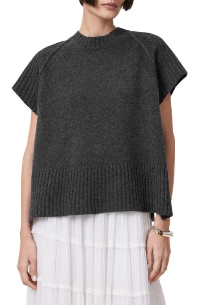Allsaints Anthe Merino Wool Short Sleeve Sweater In Charcoal Grey