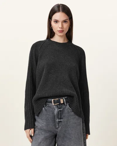 Allsaints Anthe Wool Jumper In Charcoal Grey