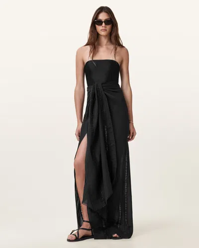 Allsaints Anthea Lace Trimmed Ruana In Black