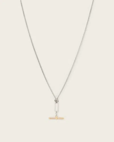 Allsaints April T-bar Necklace In Metallic