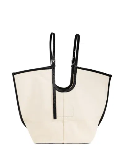 Allsaints Ara Buckled-strap Tote Bag In White