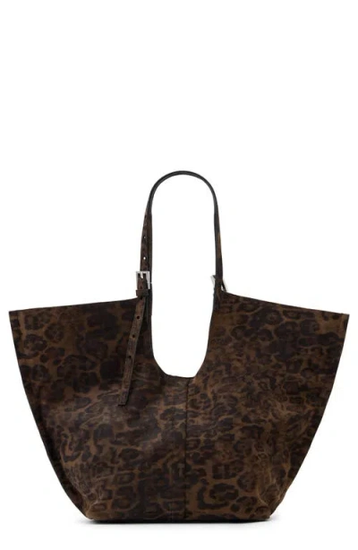 Allsaints Ara East West Leopard Print Suede Tote