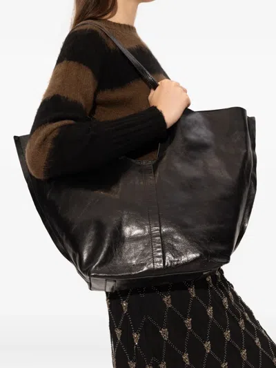 Allsaints Ara Leather Tote Bag In Black