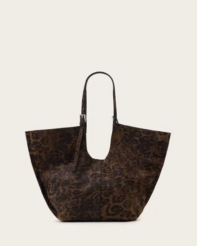 Allsaints Ara Leopard Print Suede Tote Bag