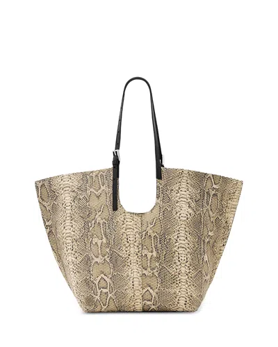 Allsaints Ara Snake Print East West Tote In Brown