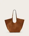 Allsaints Ara Suede East West Tote In Cognac Brown