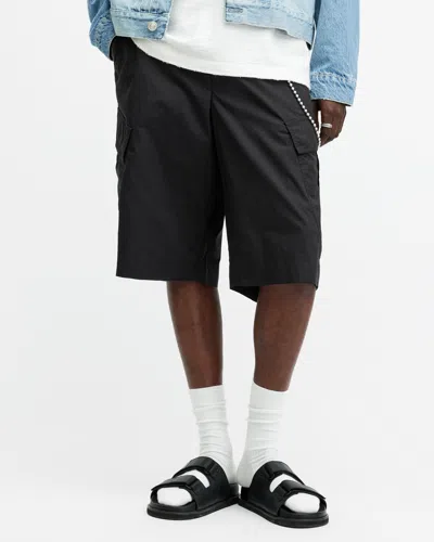 Allsaints Ardy Wide Fit Cargo Shorts In Black