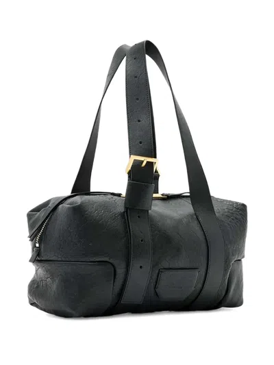 Allsaints Ares Buckled-strap Tote Bag In Black
