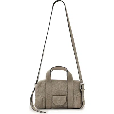 Allsaints Ares Small Embossed Leather Compact Crossbody Bag In Orange