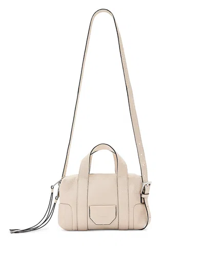 Allsaints Ares Compact Grain Leather Crossbody In White