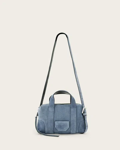 Allsaints Ares Compact Leather Crossbody Bag In Blue