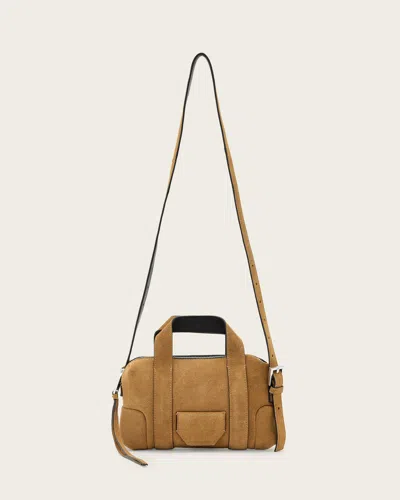 Allsaints Ares Compact Suede Crossbody In Brown