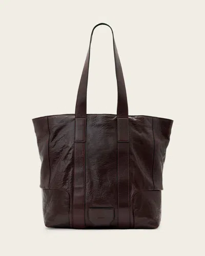 Allsaints Ares Grain Leather Open Tote Bag In Brown