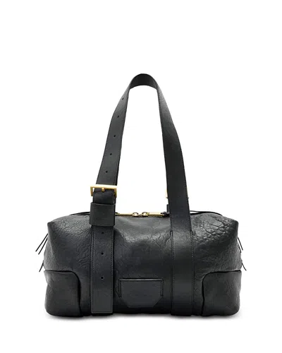 Allsaints Ares Grained Leather Shoulder Bag In Black
