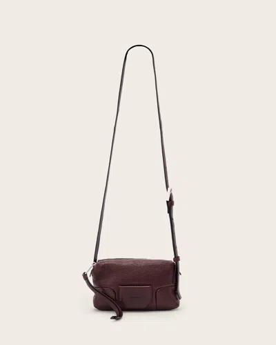 Allsaints Ares Leather Crossbody Bag In Red/slvr