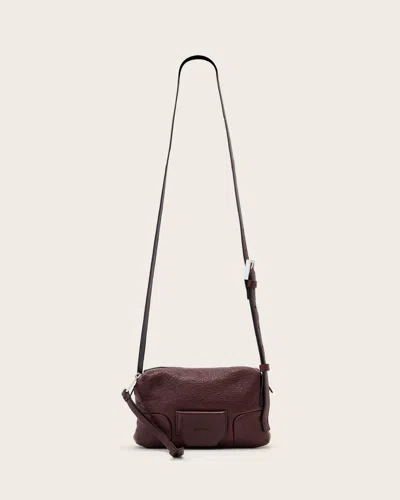 Allsaints Ares Leather Micro Crossbody Bag In Red