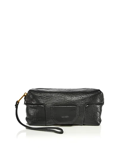 Allsaints Ares Leather Pouch Wristlet In Black
