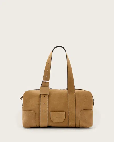 Allsaints Ares Suede Shoulder Bag In Brown