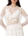 Allsaints Arlea Embroidered Sheer Mesh Top In White