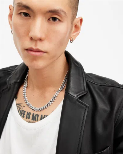 Allsaints Arlo Curb Chain Necklace In Warm Silver