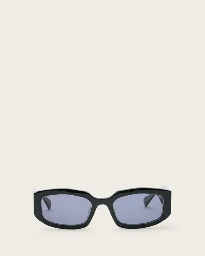 Allsaints Arlon Rectangle Frame Sunglasses In Gloss Black