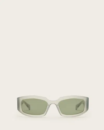 Allsaints Arlon Rectangle Frame Sunglasses In Grey Khaki/silver