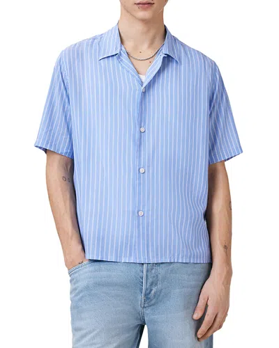 Allsaints Arran Boxy Fit Short Sleeve Shirt In Areo Blue