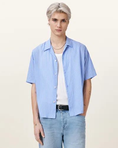 Allsaints Arran Short Sleeve Shirt In Blue