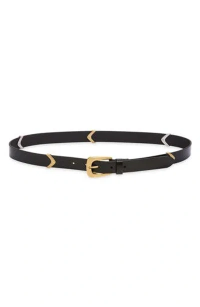 Allsaints Arrow Ornament Leather Belt In Black