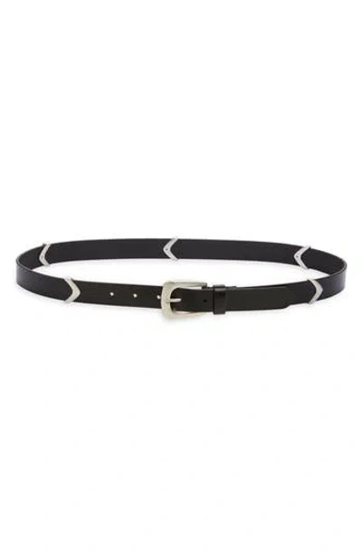 Allsaints Arrow Ornament Leather Belt In Black