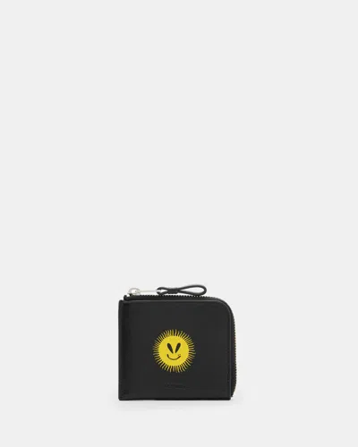 Allsaints Artis Sun Smirk Leather Wallet In Black