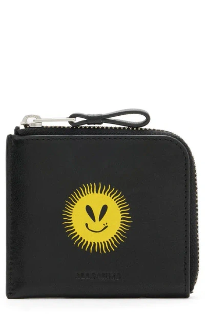 Allsaints Artis Sun Smirk Leather Wallet In Black