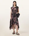 Allsaints Womens Adena Black Arwen Floral-print Woven Maxi Dress In Adena Black